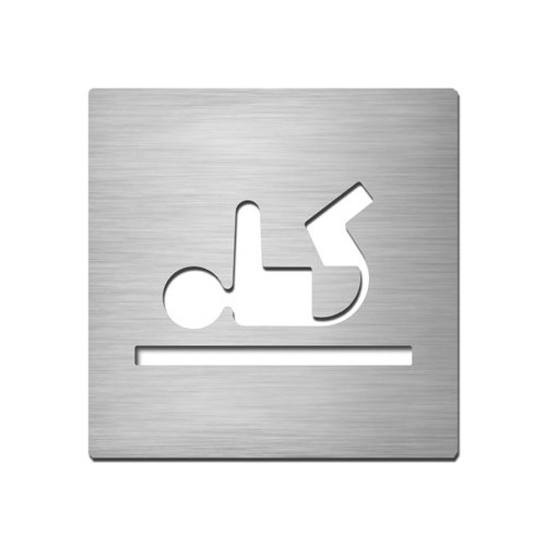 Brushed stainless steel square baby change symbol