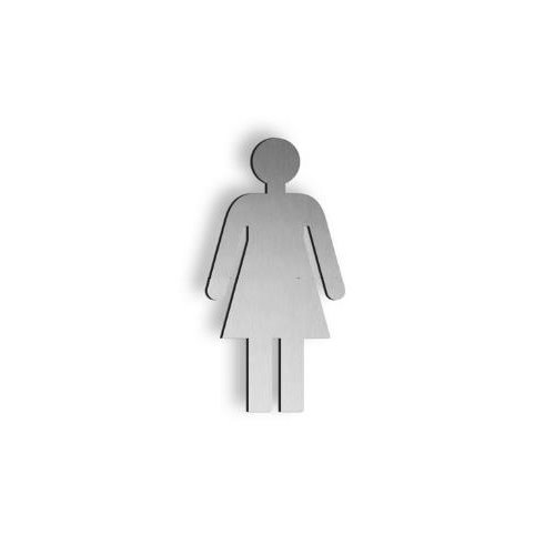 Brushed stainless steel 250mm high Female pictogram symbol