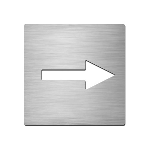 Brushed stainless steel square plate with arrow