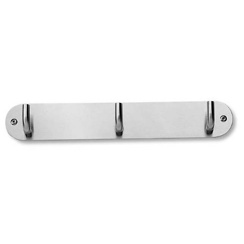 Randi 2982 set of 3 brushed stainless steel hooks on a visible fixing backplate