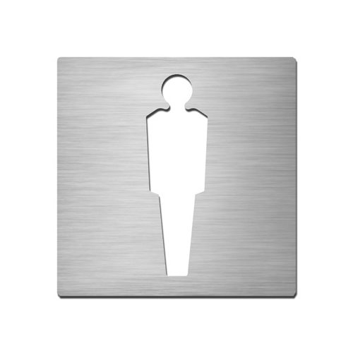 Brushed stainless steel square male symbol plate